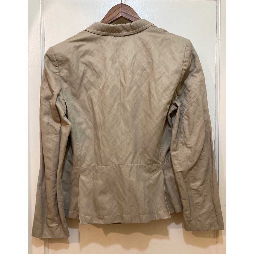Banana Republic Blazer Women 14 Tan Italian Fabric Map Print Lined Office Career - Picture 2 of 11